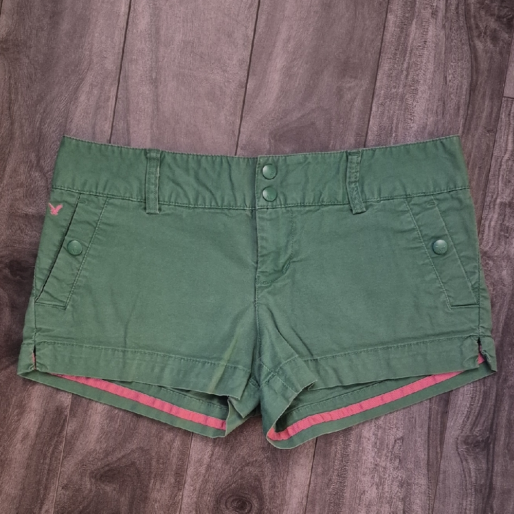 Sz 4 Ladies American Eagle Outfitters Green Cargo Shorts
